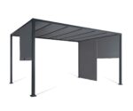 Pergola scorrevole a due lati 3x4 m, gazebo da giardino con telo grigio antracite - immagine 2
