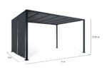 Pergola scorrevole a due lati 3x4 m, gazebo da giardino con telo grigio antracite