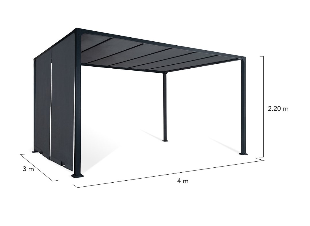 1036.jpg Pergola scorrevole a due lati 3x4 m, gazebo da giardino con telo grigio antracite - immagine 1