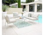 Salon de jardin en acier coloris blanc - 4 places places - antibes - ozalide