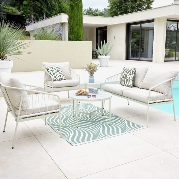 Salon de jardin en acier coloris blanc - 4 places places - antibes - ozalide