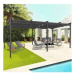 Pergola édition spéciale toit rétractable 3x6 M et 6 stores gris anthracite – Image 8