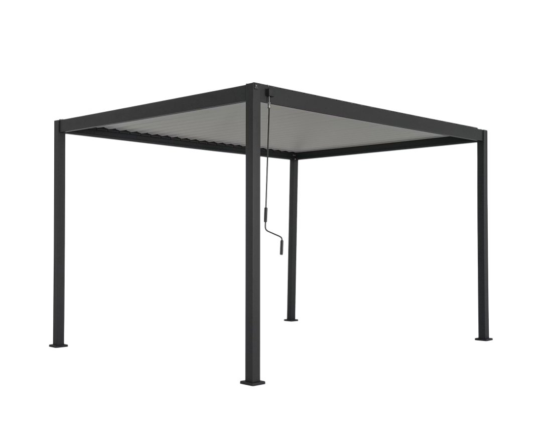 1221.jpg Pergola bioclimatica autoportante in alluminio e acciaio grigio Samiel 4x3 m - immagine 1