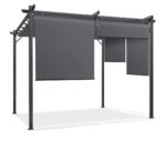 Pergola Sonderausführung mit einziehbarem Dach (3 x 4 m) und 4 anthrazitgrauen Markisen – Bild 3