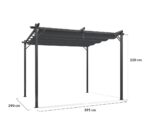 Pergola Sonderausführung mit einziehbarem Dach (3 x 4 m) und 4 anthrazitgrauen Markisen – Bild 6