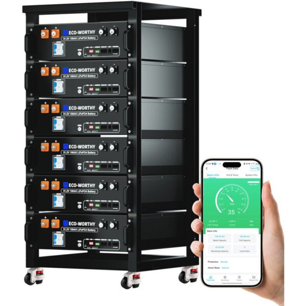 Eco-Worthy – Batteria al litio da 48 V e 100 Ah con Bluetooth
