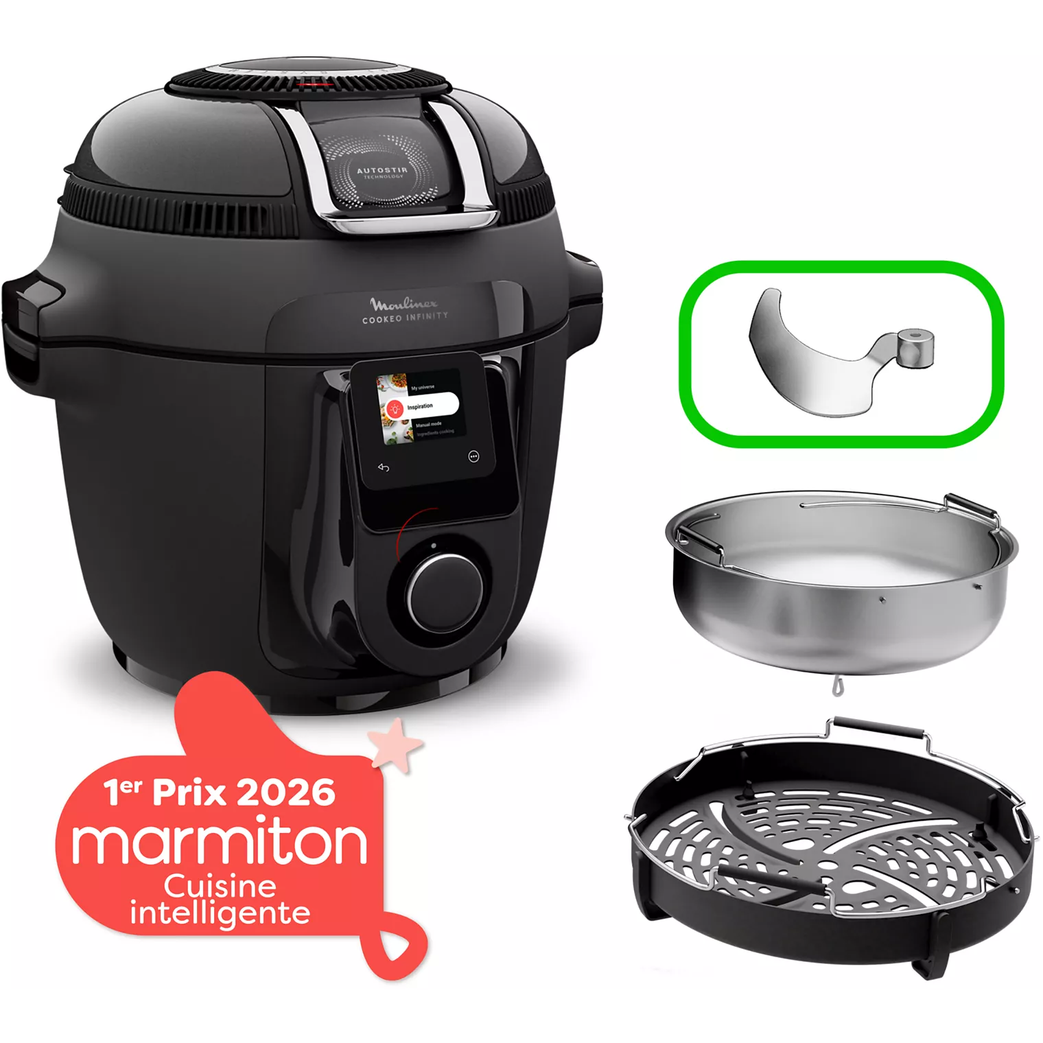3045387296025_h_f_l_0.webp Cookeo MOULINEX Multikochgerät Airfryer Cookeo Infinity mit Rührarm, schwarz – Bild 1