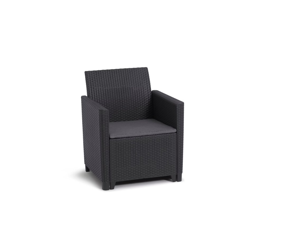 736.jpg Gartenmöbelgarnitur „Marie“ aus Kunstharz in Rattan-Optik, schwarz – 4-Sitzer – Bild 1
