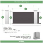 Portail Jardimat coulissant motorisé aluminium Alpes gris antique - 350 x h.160 cm