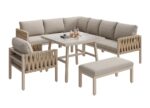 Salon de Jardin Modulable 5 Pièces - Canapé d'Angle, Coussins Inclus et Table Basse, Structure Métallique pour Terrasse - Beige – Image 5